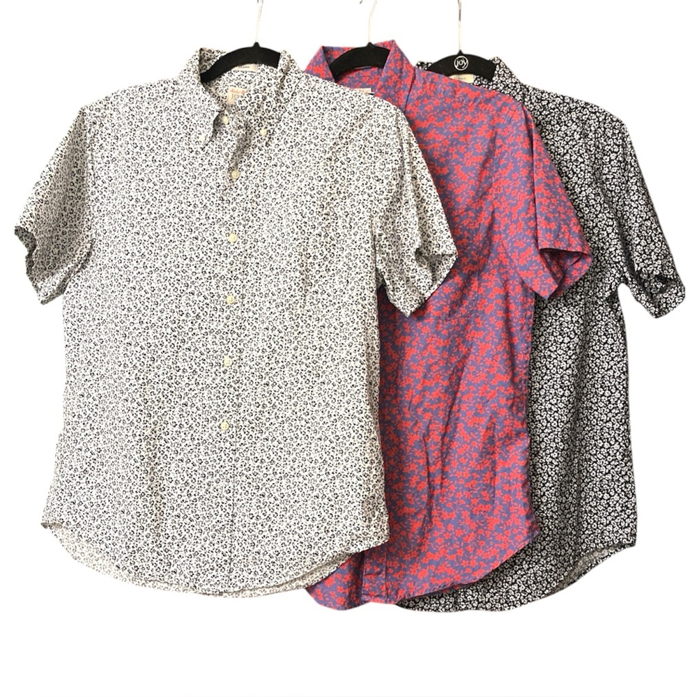 J. Crew Men’s Size Small Short Sleeve Patterned Button-up Shirt Bundle X3